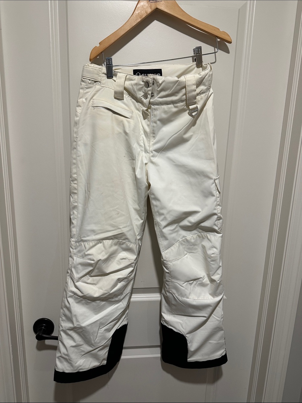 Sunice soft cream Kids Snow Pants with Black Cuff Panels size 14